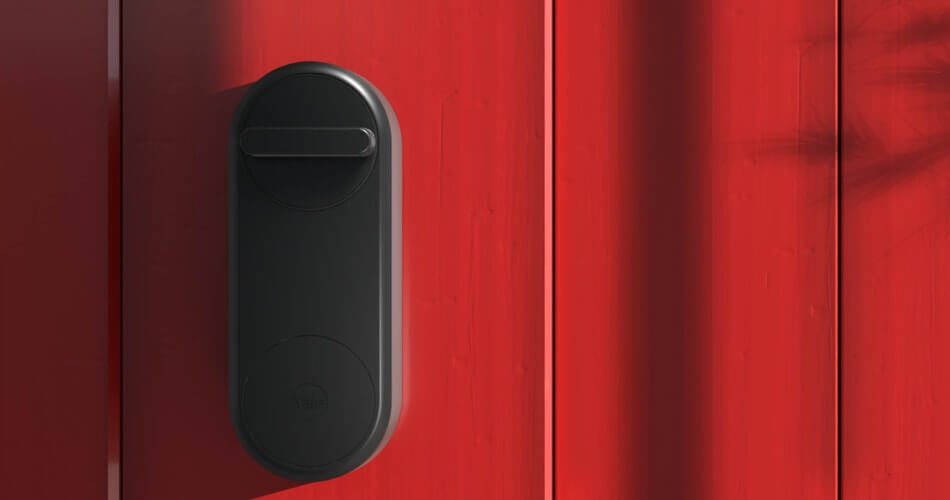 Yale Linus Smart Lock Fitted To Red Door