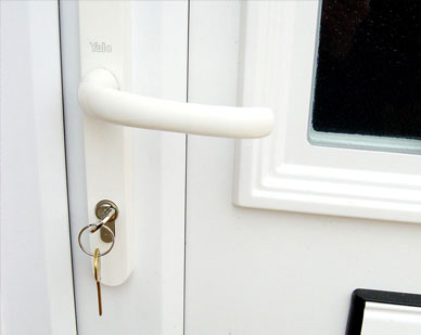 uPVC door, lock and handle