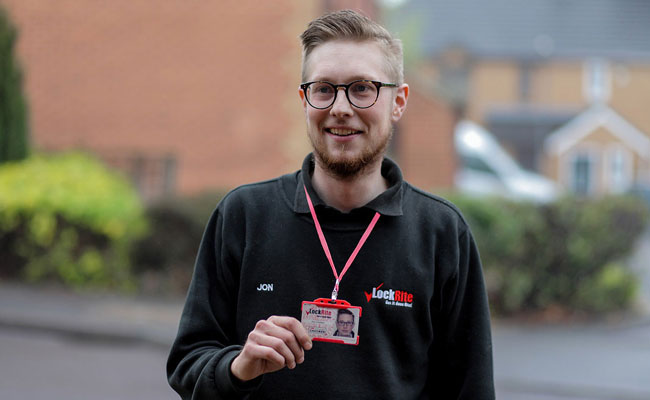 Local Locksmith Showing ID Badge