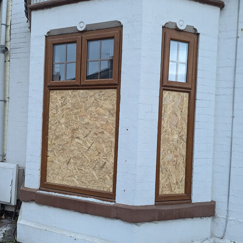 Boarding a bay window for improved home security Boarding a bay window for security