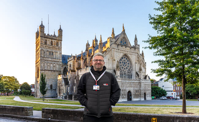 Chris at Exeter Cathedral