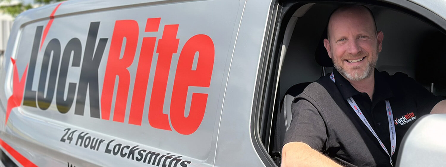 Worcester locksmith stood beside LockRite branded van