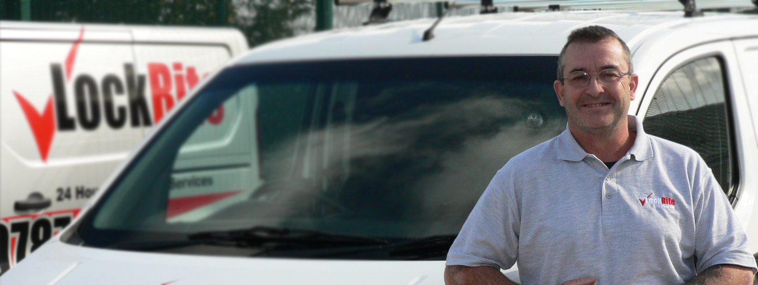 Pencader locksmith stood beside LockRite branded van
