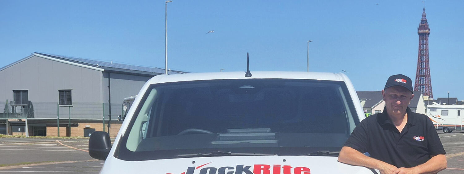 Blackpool Locksmith Carl, With His Van by Blackpool Tower
