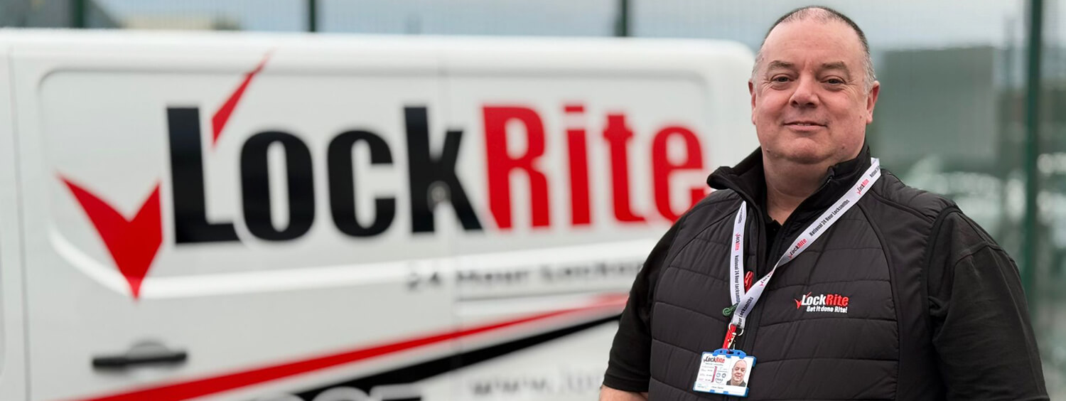 Halstead locksmith stood beside LockRite branded van
