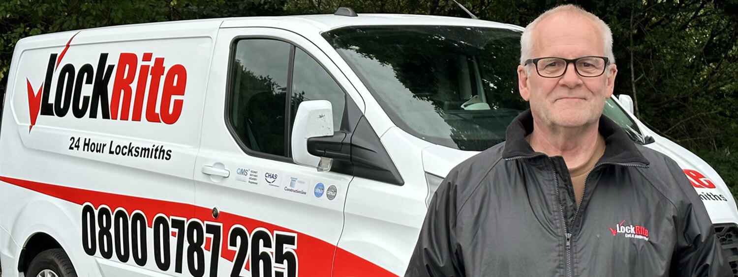 Cosham locksmith stood beside LockRite branded van