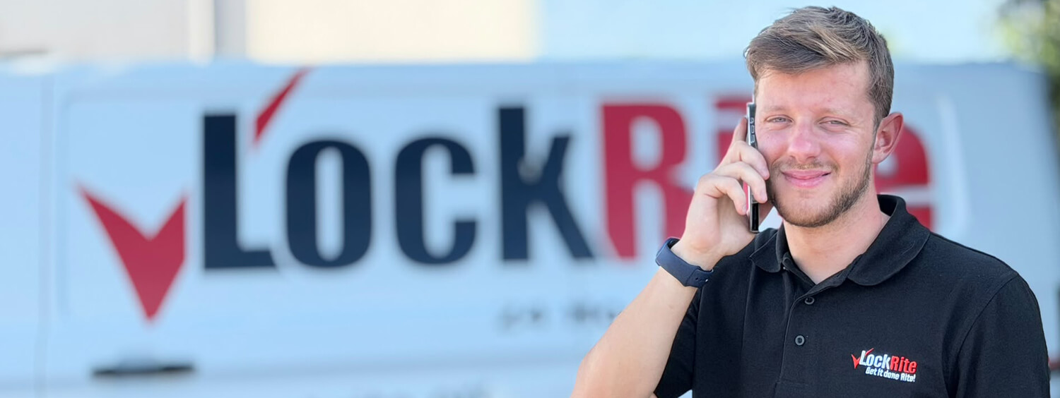 Middleton locksmith stood beside LockRite branded van