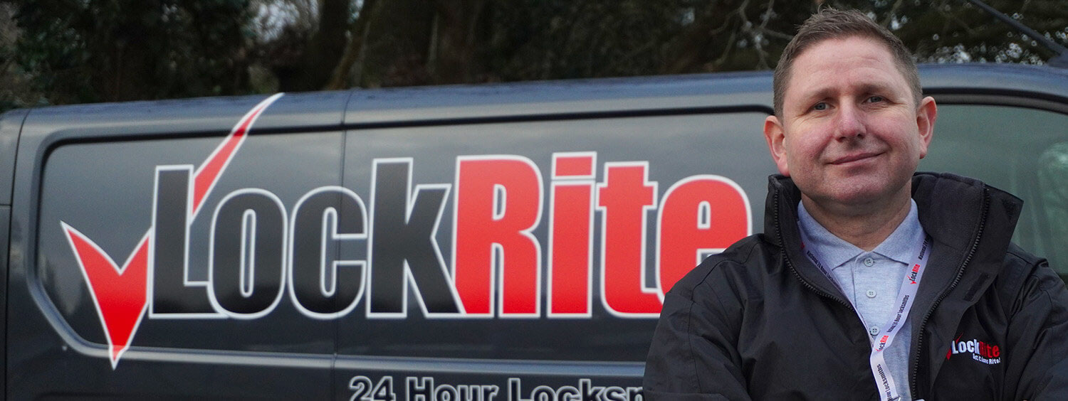 Newcastle locksmith stood beside LockRite branded van