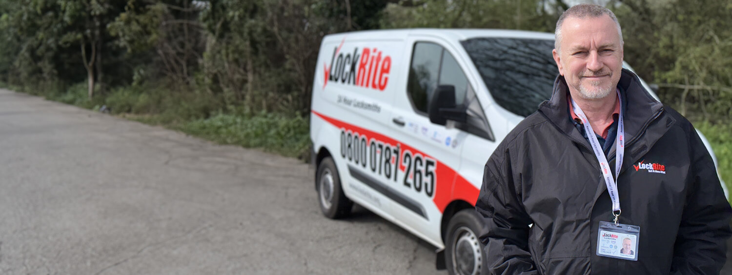 Lowestoft locksmith stood beside LockRite branded van