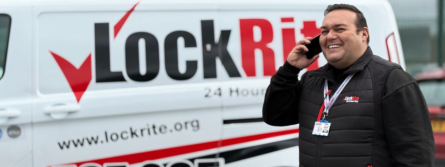 Cranbrook locksmith stood beside LockRite branded van