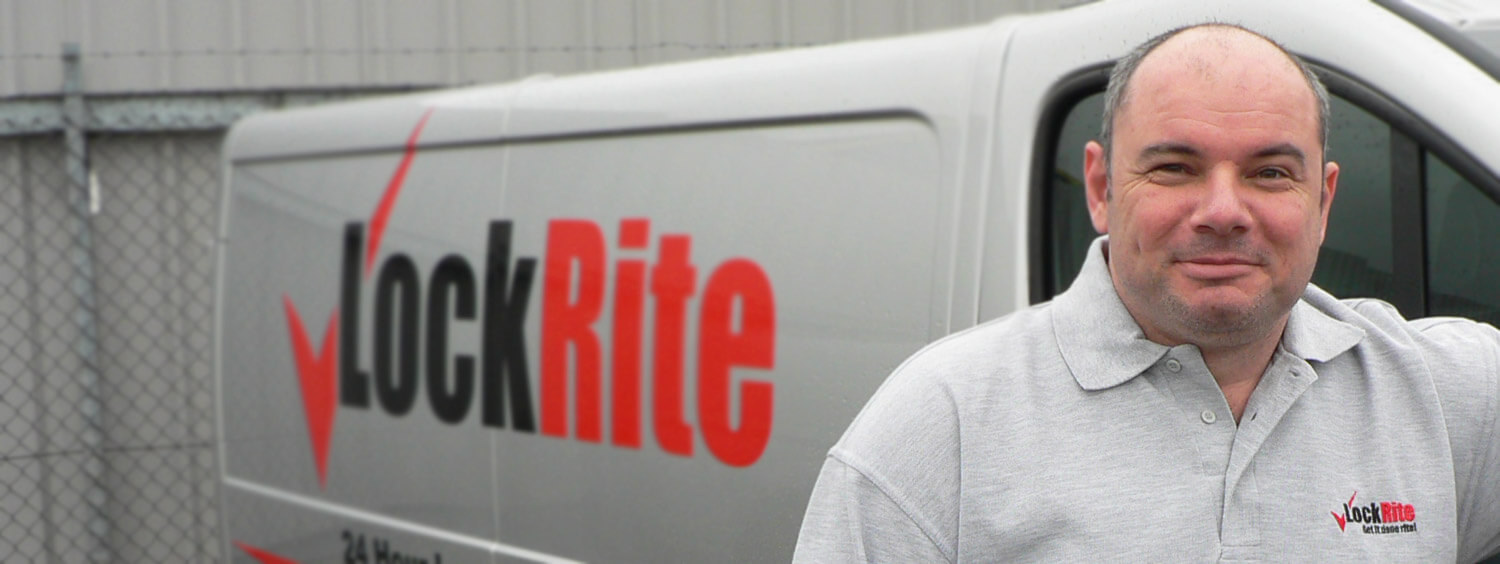 Devizes locksmith stood beside LockRite branded van