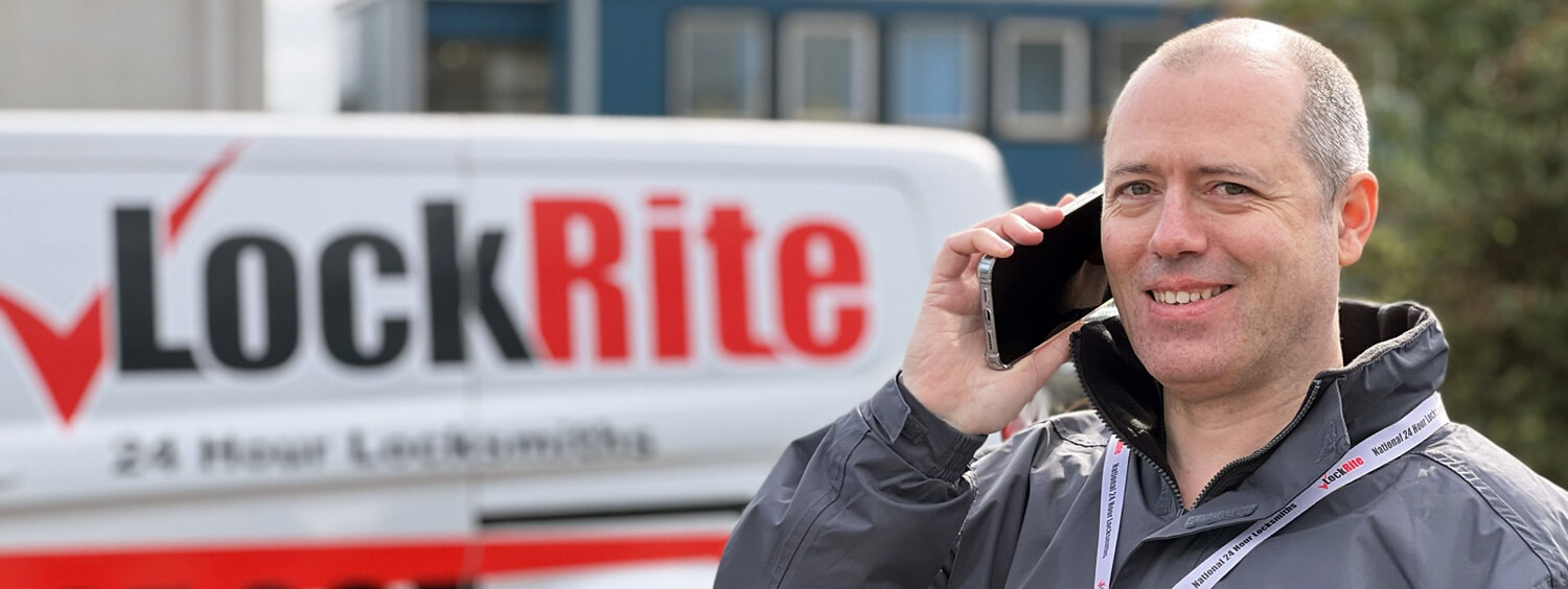 Peterhead locksmith stood beside LockRite branded van