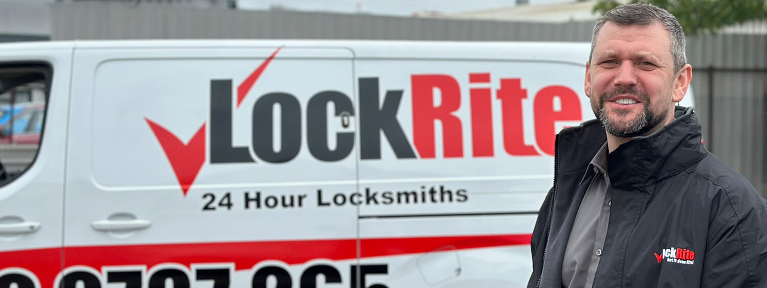 Sleaford locksmith stood beside LockRite branded van