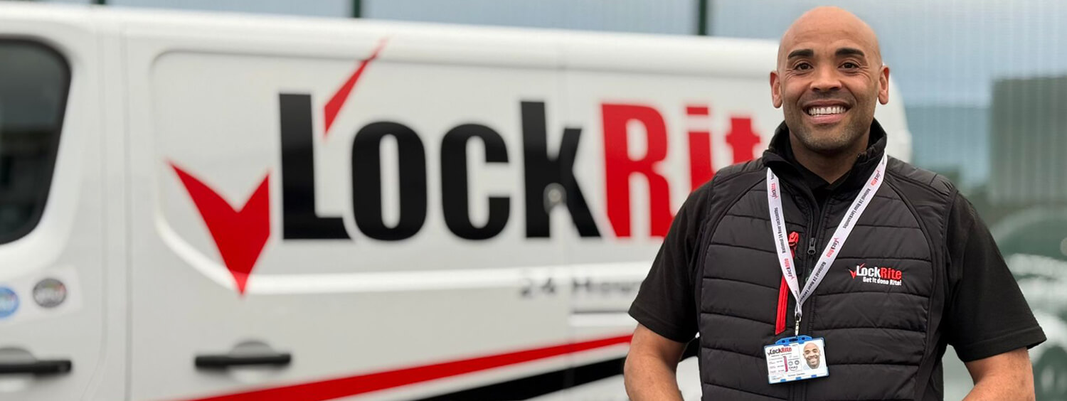 Kesgrave locksmith stood beside LockRite branded van