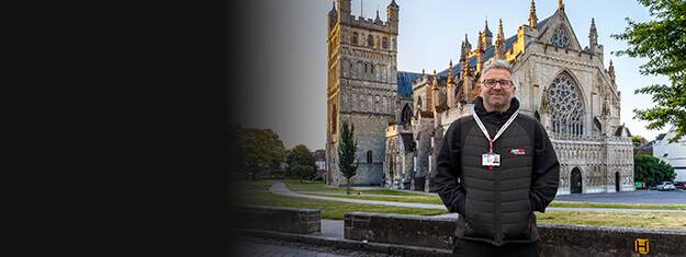 Exeter Locksmith, Chris, Stood In Front Of Exeter Cathedral